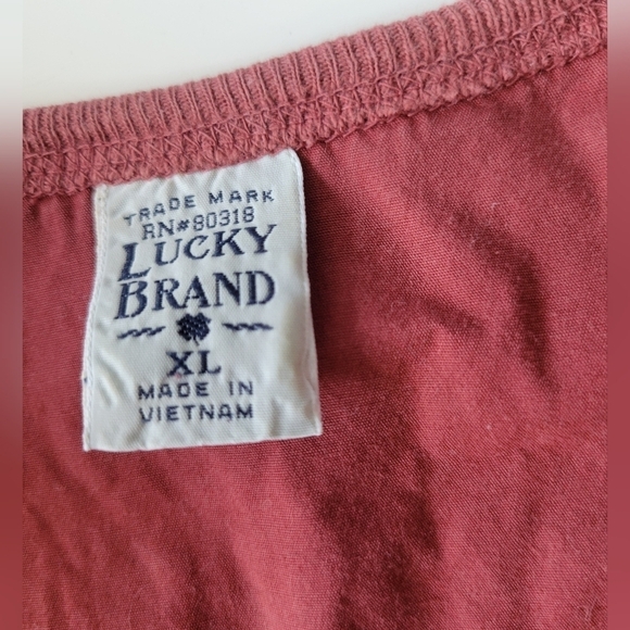 Lucky Brand Men's Henley Waffle-Knit Cotton Thermal Tee Size XL Red - Picture 9 of 10